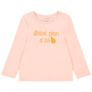 T-shirt manches longues en coton à message pour bébé fille 