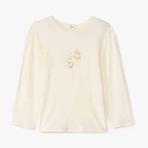 T-shirt met lange mouwen en gouden vlindermotief voor babymeisjes 