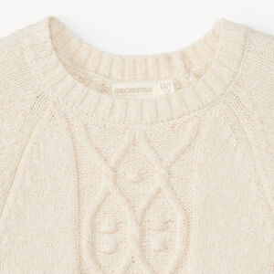 Gebreide effenkleurige trui met glinsterende gouden lurex voor meisjes 