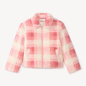 meisjesblouson van sherpa met ruitpatroon 