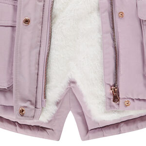 Parka met kap van twill met sherpavoering voor meisjes 