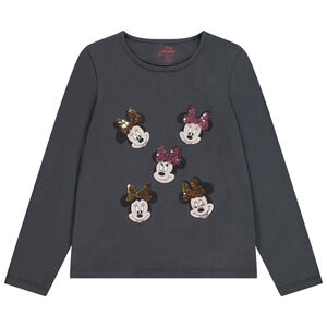 T-shirt manches longues Minnie Disney à sequins magiques fille 