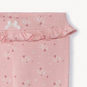 Lange geribde broek met fantasieprint voor babymeisje 