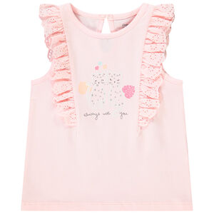 Mouwloos shirt met Engels borduursel voor meisjes 