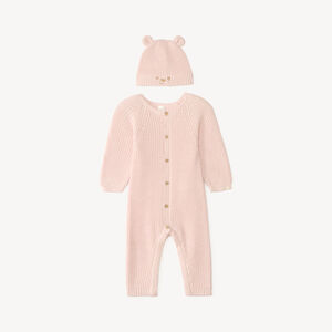 Twee-delige set met jumpsuit + gebreid mutsje voor meisjesbaby's 