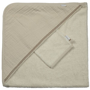 Cape de bain + gant - Crème 