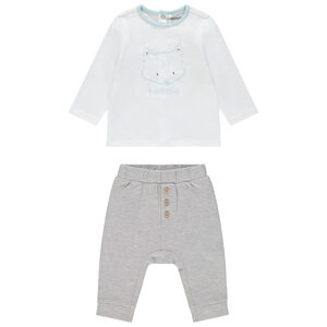 Ensemble pantalon uni et t-shirt manches longue en coton  