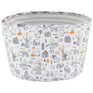 Panier de rangement en popeline imprimé animaux de la forêt 