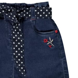 Jupe courte en jean avec ceinture foulard pour bébé fille 