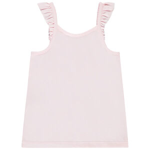 Effen tanktop met volantbretellen en print meisjes 