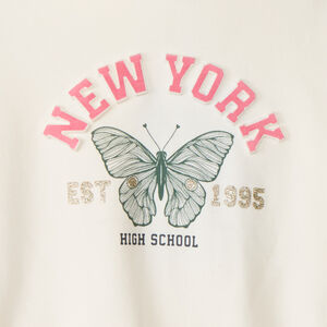 Sweat à capuche effet color block motif papillon pour fille 