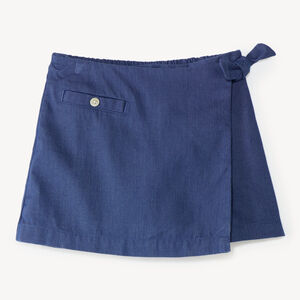 Jupe short fille en toile bleu marine 