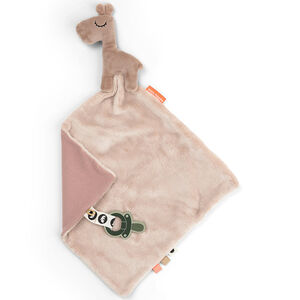 Couverture Doudou plat & attache sucette Raffi Rose 28x28cm 
