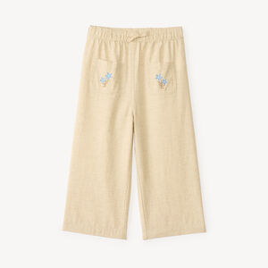 Loose pants with flower embroidery for baby girl 