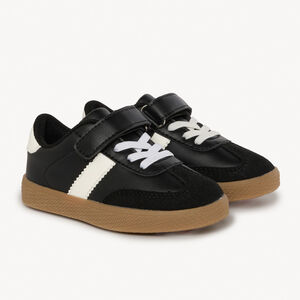 Baskets de sport noir à lacets et velcro pour bébé garçon 