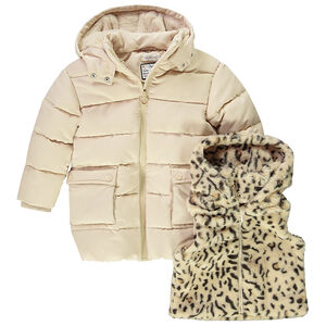 Waterdichte donsjas 2 in 1 gevoerd met sherpa met gilet voor meisjes 