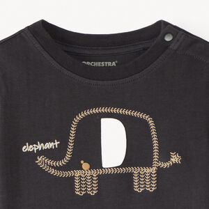 T-shirt met korte mouwen met olifant borduursel voor baby jongen 