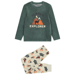 Set van 2-delige fluwelen pyjama met print voor jongens 