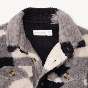 Overhemdjas met ruitmotief in sherpa voor jongens 