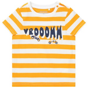 Gestreept T-shirt met korte mouwen en tekst voor babyjongens 