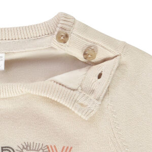 Trui met gebreid patroon Happy Safari voor baby jongen 