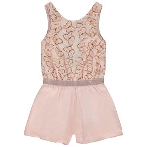 Korte jumpsuit bi-materiaal met tule vlinders voor meisjes 