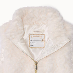 Veste sans manches en fausse foururre avec ceinture pour fille 