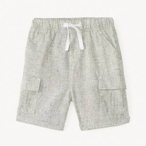 Korte cargo bermuda in uni katoen voor jongens. 