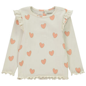 T-shirt manches longues volantée en maille côte fantaisie pour bébé fille 