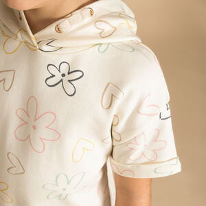 Robe molleton à capuche imprimé fantaisie pour fille 