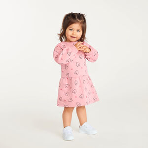Sweater jurk met lange mouwen voor babymeisjes met hartjesprint 