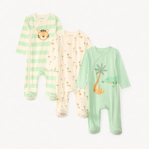 Set van 3 jongens slaapzakken met savannepatroon, met verschillende openingen afhankelijk van de leeftijd. 