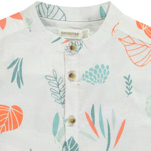 Korte mouwen hemd met Mao-kraag en fantasieprint voor jongen 