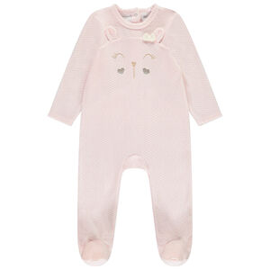 Dors-bien lapin en velours effet dévoré pour bébé fille 