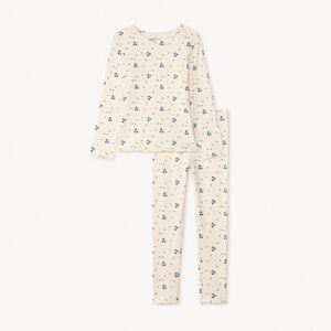 Set pyjama long côtelé imprimé fleurs pour fille 