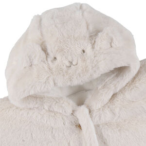 Poncho de voyage en fausse-fourrure beige  