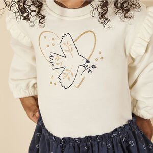 Jurk met 2-in-1 effect en vogelprint voor meisjes 