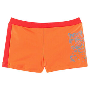 Effen zwembroek met luipaardprint 