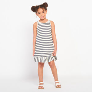 Robe sans manches rayée à volant pour fille 