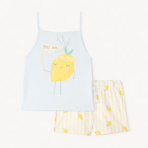 Set van 2-delige pyjama: tanktop + shorts met citroenmotief voor meisjes. 