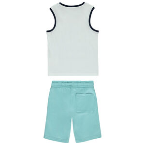 Ensemble débardeur fantaisie + short uni en molleton garçon 