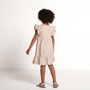 Robe manches courtes volantées imprimé tacheté pour fille 