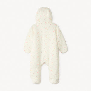 Gewatteerd pilotenpak met bloemenprint voor babymeisje met verschillende afwerkingen per leeftijdsperiode 