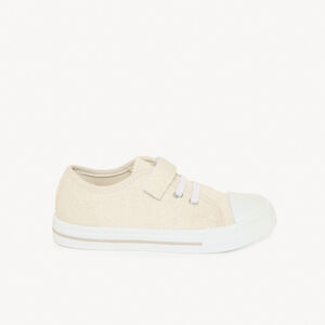 Lage zilveren sneakers met klittenband en elastische veters meisjes 