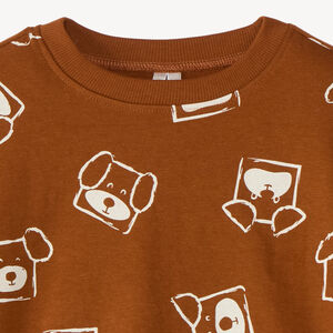 Sweat en molleton demi oversize bébé garçon imprimé fantaisie 