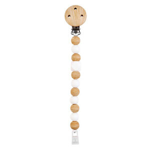 Attache sucette en silicone Imitation bois/Blanc 