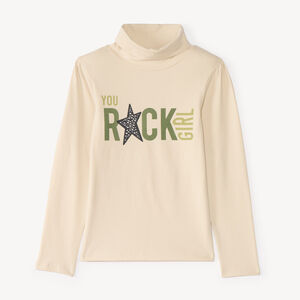 Ondertrui met rolkraag voor meisjes met Rock Girl-print 