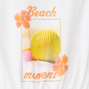 T-shirt met korte mouwen, boxy fit, korte lengte met fantasiedruk voor meisjes. 