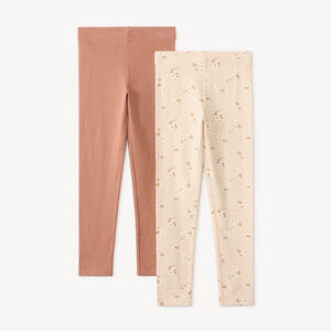 Set van 2 leggings effen en met print voor meisjes 