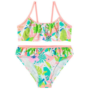 Maillot de bain 2 pièces en jersey imprimé tropical pour fille 
